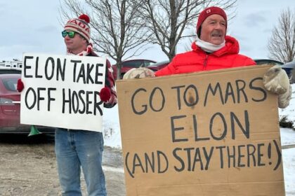 anger-at-trump-ally-elon-musk-sparks-protest-at-saskatoon-tesla-dealership