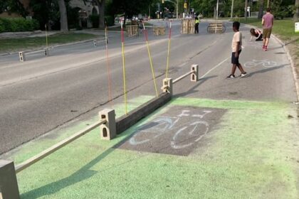 makeshift-bike-lane-set-up-on-wellington-crescent-on-anniversary-of-winnipeg-cyclist’s-death
