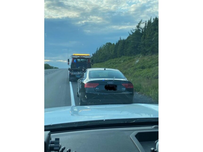 suspected-impaired-driver-on-side-of-tch-with-driver’s-door-open-impeding-traffic,-provided-breath-samples-four-times-the-legal-limit
