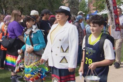 sask.-celebrates-indigenous-peoples-day-with-dancing,-march-and-a-new-logo-design-for-roughriders
