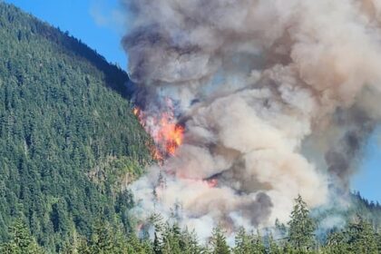 wildfire-south-of-port-alberni,-bc.,-grows-aggressively,-knocking-out-power-for-hundreds