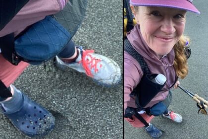 no-shoe,-no-problem:-olympian-clara-hughes-completes-west-coast-trail-wearing-borrowed-croc