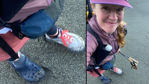 no-shoe,-no-problem:-olympian-clara-hughes-completes-west-coast-trail-wearing-borrowed-croc
