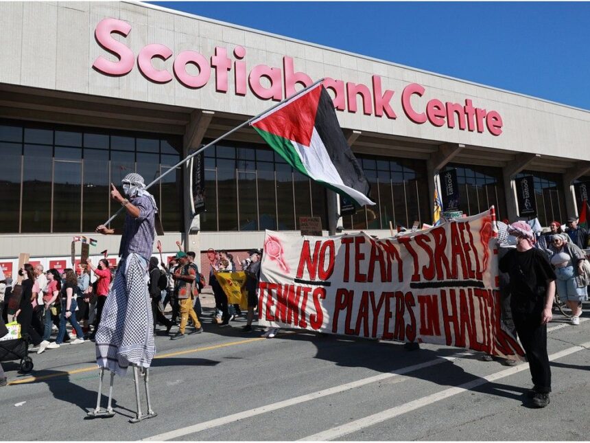 hundreds-protest-through-halifax-streets-as-davis-cup-tennis-opens-in-empty-scotiabank-centre