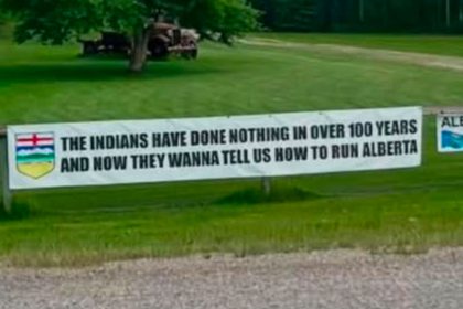 banner-message-along-edmonton-area-highway-racist-according-to-first-nations